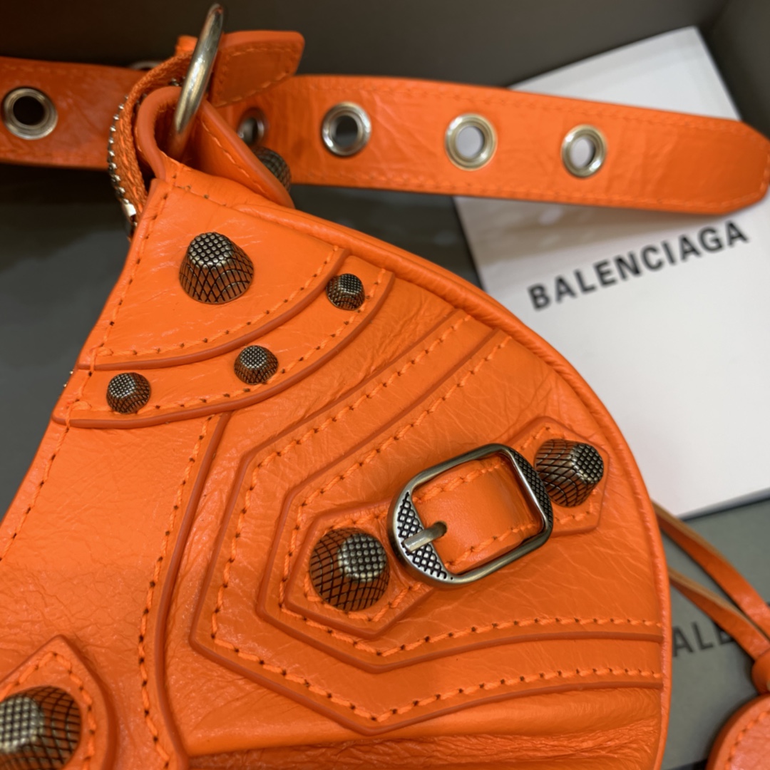 Balenciaga Le Cagole XS Shoulder Bag Crocodile Embossed Orange